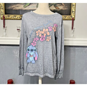 Disney STITCH Ohana Means Family Burnout Floral Shirt Large